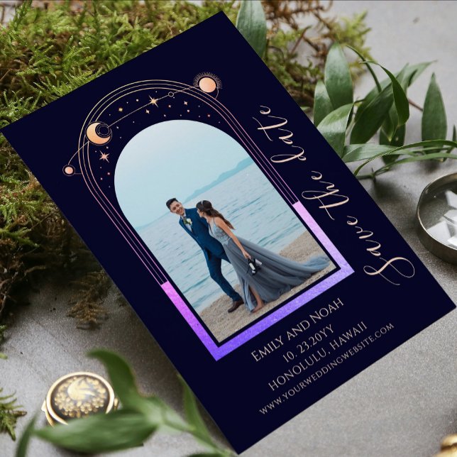 Reserva La Fecha Foto de boda celestial azul marino arcoíris (Subido por el creador)