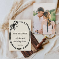 Foto de boda con cinta chic atada con lazo