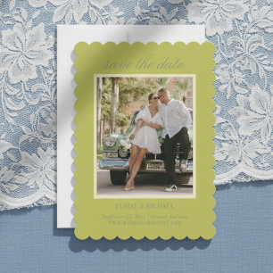 Reserva La Fecha Foto de boda con guión de Chartreuse moderno