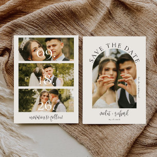 Reserva La Fecha Foto de boda con letra caligráfica minimalista