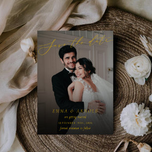 Reserva La Fecha Foto de boda con letra de caligrafía elegante