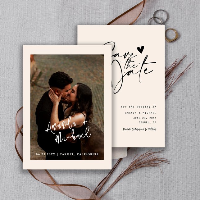 Reserva La Fecha Foto de boda con letra moderna (Subido por el creador)