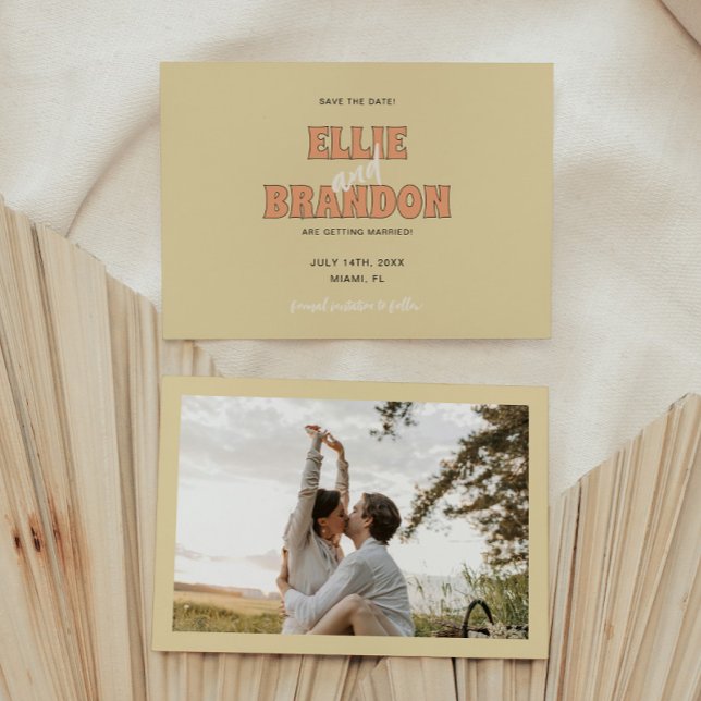 Reserva La Fecha Foto de boda con letras en negrita retro ELLIE (Subido por el creador)