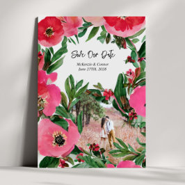 Reserva La Fecha Foto de Boda de anémona rosa acuarela