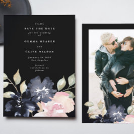 Reserva La Fecha Foto de Boda de color de agua romántico negro