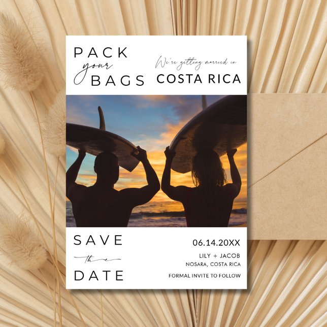 Reserva La Fecha Foto de boda de destino de Costa Rica (Costa Rica Destination Wedding Photo Save The Date)