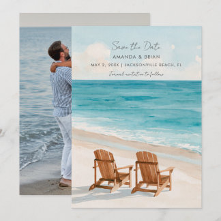 Reserva La Fecha Foto de boda de destino de playa con acuarela