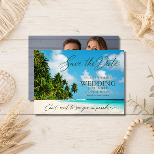 Reserva La Fecha Foto de boda de destino en la playa del paraíso