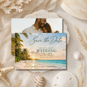 Reserva La Fecha Foto de Boda de Destino en la Playa Elegante 