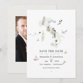 Reserva La Fecha Foto de boda de destino italiano en acuarela