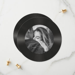 Reserva La Fecha Foto de boda de disco de vinilo retro