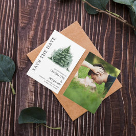 Reserva La Fecha Foto de Boda de Invierno en Bosque Rústico
