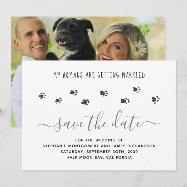 Reserva La Fecha Foto de boda de mascota personalizada (Anverso / Reverso)