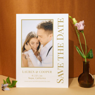 Reserva La Fecha Foto de boda de oro blanco moderno