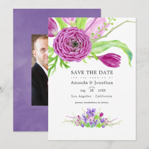 Reserva La Fecha Foto de boda de primavera con acuarela floral