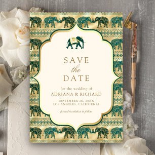 Reserva La Fecha Foto de Boda del Elefante Indio de Oro Esmeralda C