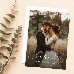 Reserva La Fecha Foto de boda elegante con letra moderna