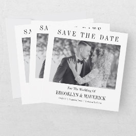 Reserva La Fecha Foto de boda en blanco y negro con guión moderno