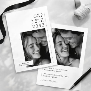 Reserva La Fecha Foto de boda en blanco y negro minimalista moderna