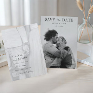 Reserva La Fecha Foto de boda en blanco y negro minimalista para gu