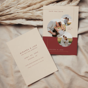 Reserva La Fecha Foto de boda en línea moderna beige y borgoña