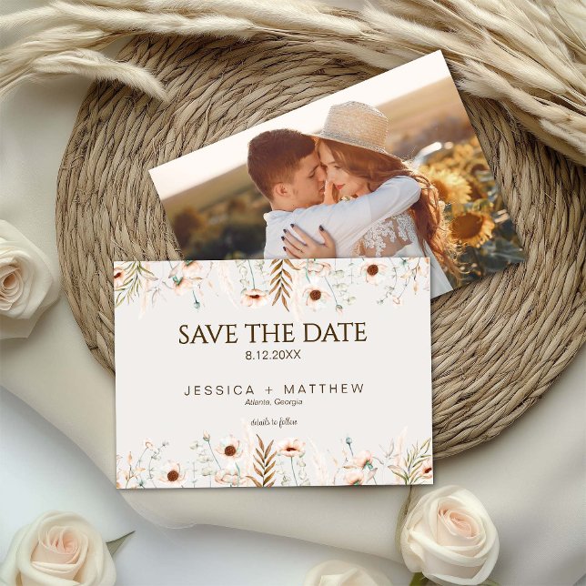 Reserva La Fecha Foto de boda floral acuarela boho (Subido por el creador)