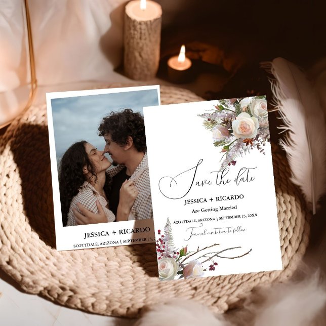 Reserva La Fecha Foto de boda floral en acuarela rosa melocotón (Subido por el creador)