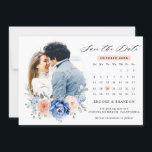Reserva La Fecha Foto de boda floral Navy Blue Slate Dusty Blush<br><div class="desc">Tarjeta de aviso de boda floral rosa azul marino con elegante ramo de azul marino,  azul real,  blanco,  rosa de jardín,  hortensia y hojas de eucalipto verde salvia. Por favor,  contácteme para cualquier ayuda en personalización o si necesita otro producto con este diseño.</div>
