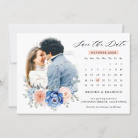Foto de boda floral Navy Blue Slate Dusty Blush 