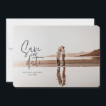 Reserva La Fecha Foto de boda geométrica floral fotográfica<br><div class="desc">Foto de boda geométrica floral fotográfica para guardar la fecha. En púrpuras,  rosas,  marrones y verde. Interpretación moderna de boda rústica con escritura a mano.</div>