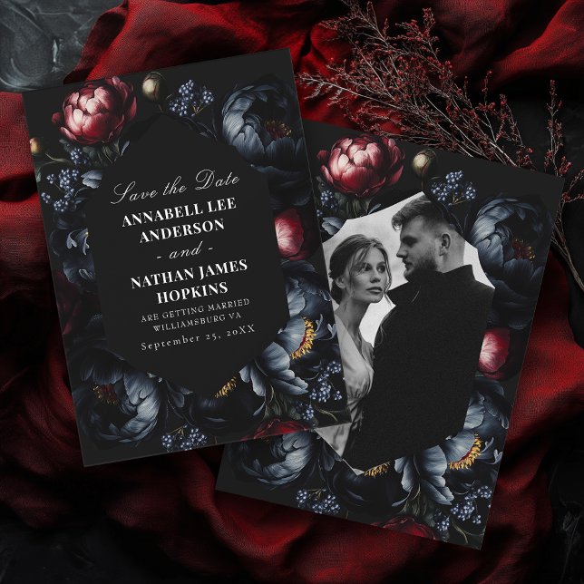 Reserva La Fecha Foto de Boda gótico de Peonia Romántica Oscura Moo (Subido por el creador)