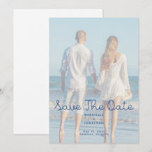 Foto de boda manuscrita azul moderna