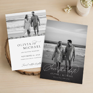 Reserva La Fecha Foto de Boda Minimalista de escritura moderna