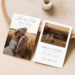 Reserva La Fecha Foto de Boda Minimalista de escritura moderna