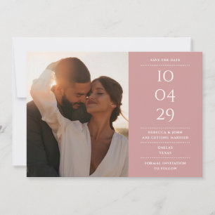 Reserva La Fecha Foto de boda minimalista moderna Dusty Rose