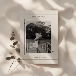 Reserva La Fecha Foto de boda minimalista retro en blanco y negro