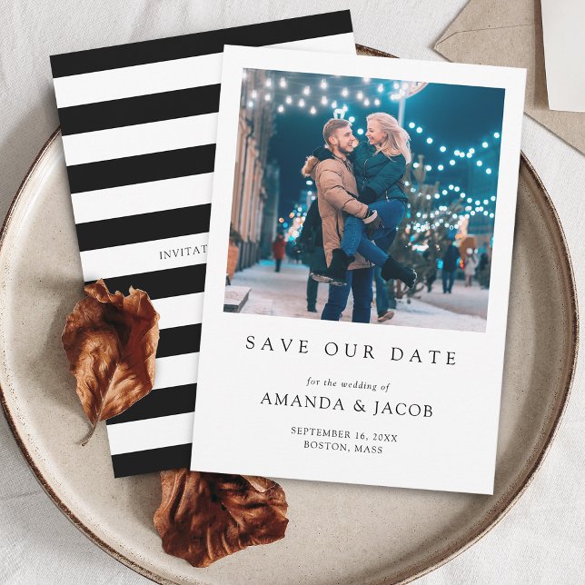 Reserva La Fecha Foto de Boda Moderna (Modern Wedding Photo Save The Date)
