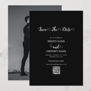 Reserva La Fecha Foto de boda moderna de pareja con guión en blanco