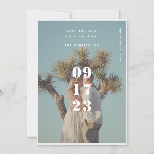 Reserva La Fecha Foto de boda moderna de verano en línea (Anverso)
