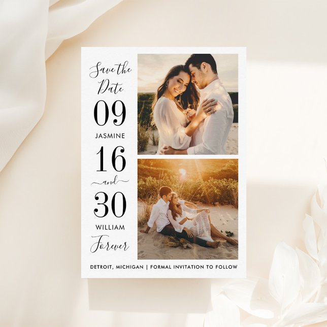 Reserva La Fecha Foto de Boda Negra de Elegancia Moderna (Subido por el creador)