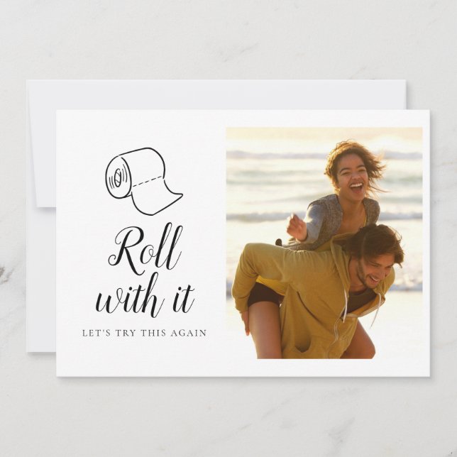 Reserva La Fecha Foto de boda reprogramada cambiar la fecha (Anverso)