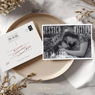 Reserva La Fecha Foto de boda Retro Vintage Old Money