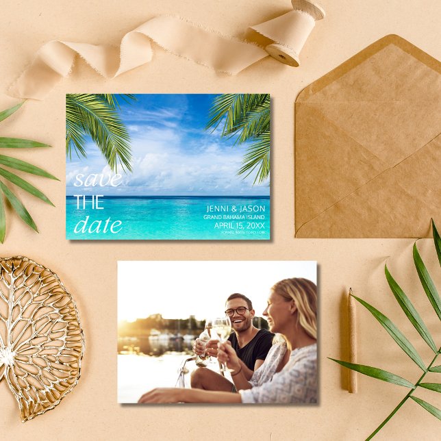 Reserva La Fecha Foto de Boda Tropical Beach Save the Date (Tropical Beach Wedding Photo Save the Date)