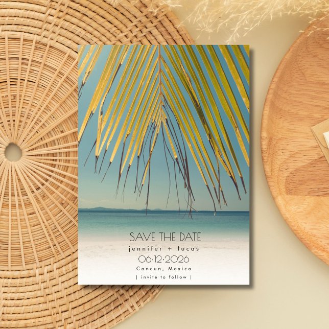 Reserva La Fecha Foto de Boda Tropical Beach Save the Date (Tropical Beach Wedding Photo Save the Date)