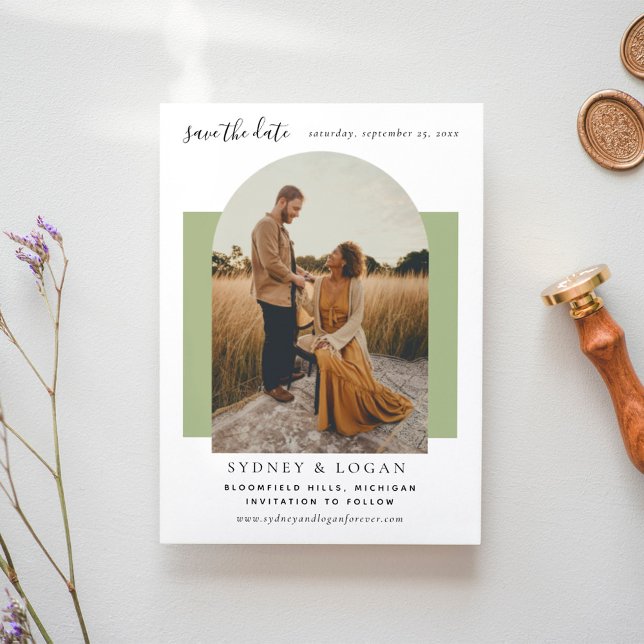 Reserva La Fecha Foto de Boda verde de arco moderno (Subido por el creador)