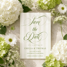Reserva La Fecha Foto de boda verde y blanco para guardar la fecha