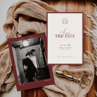 Reserva La Fecha Foto de boda vintage de dinero antiguo de Borgoña
