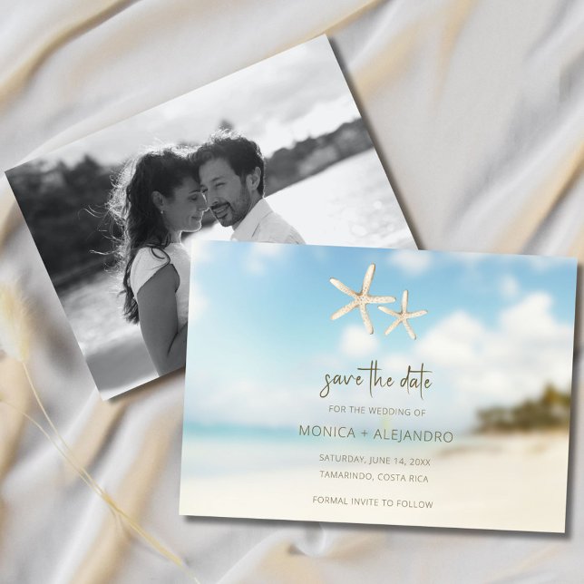Reserva La Fecha Foto de bodas de destino de playa (Beach Destination Wedding Photo Save The Date)