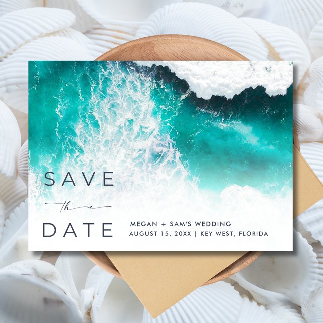 Reserva La Fecha Foto de bodas de destino de playa (Beach Destination Wedding Photo Save The Date)