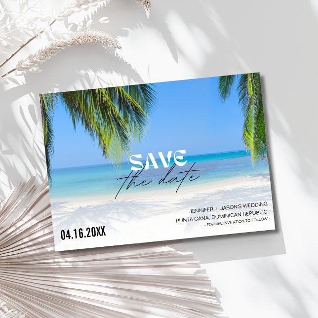 Reserva La Fecha Foto de bodas de destino de playa (Beach Destination Wedding Photo Save The Date)